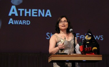 Shelley Fellows accepts the Athena Award during the 2016 BEA awards at Caesars Windsor in Windsor on Tuesday, April 20, 2016.