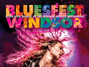 Poster image for the 2016 edition of Bluesfest Windsor, taking place July 14 to 17.