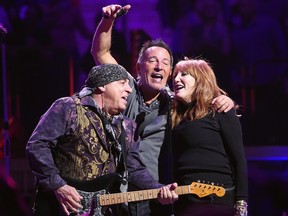 Stevie Van Zandt, Bruce Springsteen and Patti Scialfa perform onstage at Madison Square Garden on March 28, 2016 in New York City.