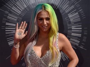 Pop singer Kesha in a 2014 file photo, attending the MTV Video Music Awards.