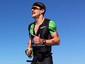 Harrow's Lionel Sanders competes in Ironman 70.3 Oceanside Saturday, April 2, 2016 in California.