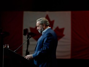 Former federal NDP Leader Tom Mulcair makes a speech during the 2016 NDP Federal Convention in Edmonton Alta, on Sunday, April 10, 2016.