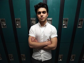 Enzo Campa is photographed at Assumption College High School in Windsor on Wednesday, April 13, 2016. Campo has been selected to compete in the Poetry in Voice recitation contest in Toronto.