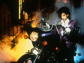 A promotional image for the 1984 film Purple Rain, starring Prince.