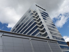 One Riverside Drive West, formerly known as the Canderel building, is seen in Windsor on April 12, 2016.