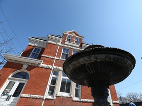 The exterior of the old Canada Post office on Sandwich Street and Mill Street in Windsor, Ont. is pictured on April 15, 2016.  Renovations are continuing that includes a new cafe in the main floor.