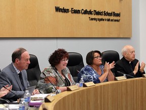 Windsor-Essex Catholic District School Board trustees at a 2016 meeting.
