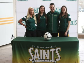 The St. Clair College Department of Athletics and women's soccer program is pleased to announce signing of three top local recruits to Letters of Intent for the 2016-17 season. The women that will be joining both the outdoor and indoor programs are Marissa Gabriele , Alexis Provost, and Melanie Jubenville.    St. Clair head coach Steve Vagnini is looking forward to adding these three players on the team next year. We are extremely excited to have the opportunity to coach these players. Adding their talent level will give us the ammunition to bring us to the next step for our program, which is an OCAA Provincial Championship stated Vagnini.