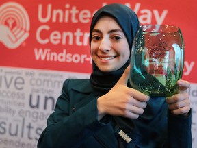 The United Way Windsor-Essex County held the Volunteers Changing Lives Awards event on Tuesday, April 12, 2016, in Windsor, Ont. Lina Chaker received the youth changing lives award.