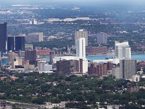 An aerial view of downtown Windsor, June 24, 2015.