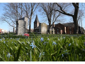 WINDSOR, ONTARIO - APRIL 15, 2016 - The graveyard next to St. John's Anglican Church on Sandwich Street is shown on April 15, 2016.   (JASON KRYK/WINDSOR STAR)