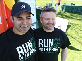 Lucas Medina, executive directory of Five Fourteen, and Chad Craig, operations director for Five Fourteen, during the fourth annual Run for Rocky along Windsor's waterfront on April 17, 2016.