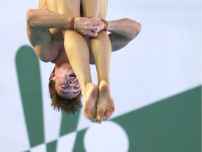 English diver Thomas Daly competes during the 2016  FINA/NVC Diving World Series 2016 held at the Windsor International Aquatic and Training Centre in Windsor, Ontario on April 17, 2016.