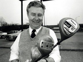 People think metal woods are a new device, but Richard Woodall, of Woodall Golf Centre, can prove otherwise. Here he holds a 1994 Wilson Staff, right, and a 1927 Brassie and a 1910 metal wood, all with wooden shafts.