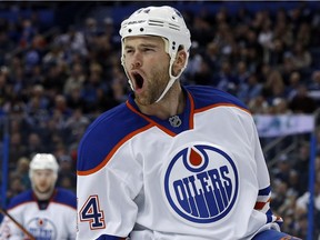 Zack Kassian of the Edmonton Oilers celebrates his goal against the Tampa Bay Lightning at the Amalie Arena on Jan. 19, 2016 in Tampa, Fla.