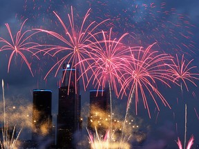 The annual Ford Fireworks are seen over the Detroit River in Windsor on Monday, June 22, 2015. (TYLER BROWNBRIDGE/The Windsor Star)