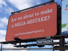 An anonymous donor has stepped forward to pay for two billboards opposing the location of the proposed megahospital, asking: "Are we about to make a mega-mistake?"
