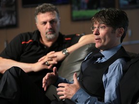 Dino Chiodo, left, Unifor Local 444 president and Matt Marchand, president and CEO of the Windsor-Essex Regional Chamber of Commerce are shown on Monday, May 16, 2016 at the Windsor Star News Cafe.