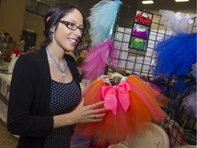 Rebecca Power, owner of BnF Designs, sells her homemade products at the Homemade Extravaganza at the WFCU Centre, Sunday, May 1, 2016.