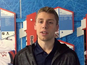 Dylan St. Cyr, 16, who is the son of former professional goalie Manon Rheaume, was at USA Hockey Arena in Plymouth, Mich., on Saturday, May 14, 2016, taking part in the ninth annual Warren Strelow national team goaltending camp.