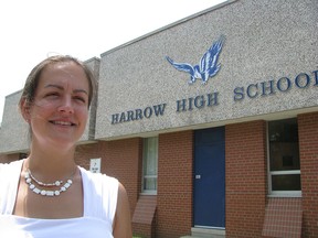 Essex councillor Sherry Bondy is pictured in front of Harrow High School in this file photo.