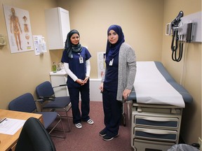 An Immigration Health Clinic has recently opened in Windsor to help assist more than 600 Syrian refugees that have settled in the city. The clinic is located in the Multicultural Council of Windsor-Essex office on Janette Avenue. Nurses Mariam Haj-Ali-Mohamed, left, and Afef Zghal are shown in an examination room at the clinic on Wednesday, May 11, 2016.