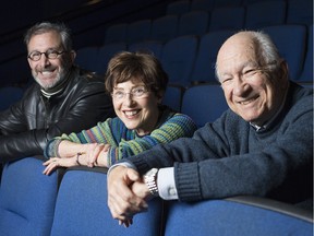 From left, Jay Katz, executive director of the Windsor Jewish Community Centre, Nancy Barat, chair of the Windsor Jewish Film Festival, and Stu Selby, Windsor Jewish Film Festival committee member, are pictured at Cineplex Odeon Devonshire Mall Cinemas on May 1, 2016.