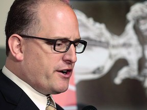 In this file photo, Windsor Mayor Drew Dilkens speaks at a news conference on May 2, 2016 at the WFCU Centre, after it was announced that Windsor, Ont., will host the 2017 MasterCard Memorial Cup.