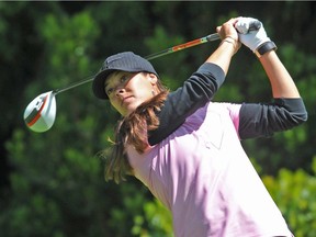 Samantha Richdale hits a tee shot during Canadian women's golf at Beach Grove golf course in Delta, B.C., on May 15, 2013.