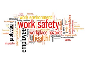 Work safety issues and concepts word cloud illustration by Getty Images.