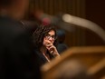 Jessica Sartori, a trustee with the Greater Essex County District School Board, listens to a speaker during a board meeting at the Board of Education, Tuesday, May 17, 2017.