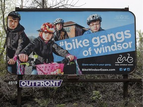 A bike gangs billboard is on display in Windsor on Thursday, May 12, 2016.