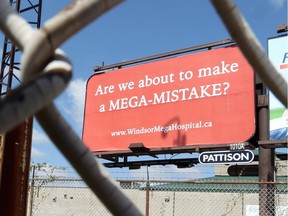 WINDSOR, ONTARIO- MAY 13, 2016 - Bilboard with a message from WindsorMegaHospital.ca is displayed on Walker Road near Seminole St. in Windsor, Ontario on May 13, 2016. (JASON KRYK/WINDSOR STAR)