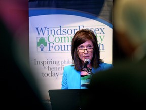 Lisa Kolody, executive director of the WindsorEssex Community Foundation, unveils the new Vital Signs survey in the Windsor Star News Cafe in Windsor on Tuesday, June 21, 2016 (DYLAN KRISTY/Windsor Star)