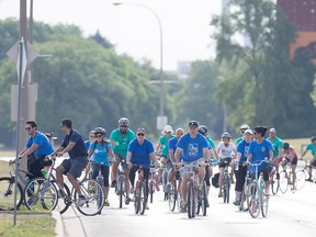 Participants take off on the 20km and 10km route of the Ride Don't Hide from the Children's Aid Society, Sunday, June 26, 2016. (DAX MELMER/The Windsor Star)