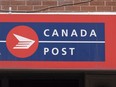 A Canada Post sign is seen on May 31, 2016 in Montreal.