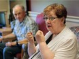 Residents at the Banwell Gardens Care Centre in Windsor, ON. welcomed special guests on Friday, June 3, 2016, in conjunction with Celebrate Extraordinary Seniors Making A Difference Coast to Coast event. Lisa Hurd an accomplished east coast actress and director is shown speaking to residents during the visit as Dan McGuire, a B.C. man who made an epic journey across Canada on his bicycle while living with Parkinson's Disease, looks on.