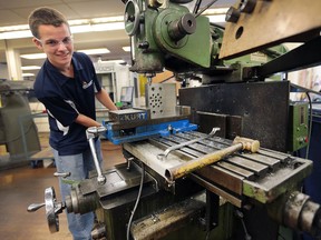 David Garrett, a grade 12 student at W.F. Herman Secondary School is shown at the Windsor, ON. school on Friday, June 10, 2016. He was recently awarded the gold medal in precision machining at a Canada wide competition.