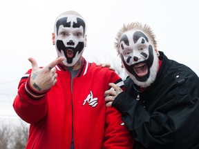 Insane Clown Posse in a 2016 promotional image. From left: Shaggy 2 Dope and Violent J.