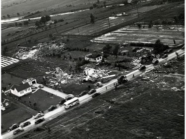 June 1946: This aerial view taken by a Windsor Daily Star photographer shows the destruction left when a tornado ripped through the Windsor area on June 17, 1946.