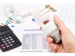 Light bulb with calculator and coins. Photo by Getty Images.