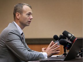 Lawyer Robert Talach, shown in a Nov. 16, 2015 news conference, represents the three alleged victims in a civil suit against priest Linus Bastien. The 89-year-old Bastien died June 19 in his home in Petrolia.