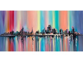 Rainbow city - original oil painting. Image by Getty Images.