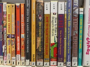 Books are shown at the Nikola Budimir Library in Windsor on Sept. 21, 2011.