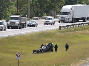 Windsor police are investigating a single vehicle rollover accident on the E.C. Row Expressway Thursday morning.  Traffic was snarled during the morning commute while crews cleaned up the scene. Injuries are unknown.