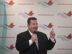 Gordon Orr, CEO of Tourism Windsor Essex Pelee Island, speaks at a press conference encouraging local residents to think 'stay cation' while at the Windsor Essex Staycation Expo at Devonshire Mall, Friday, April 29, 2016.