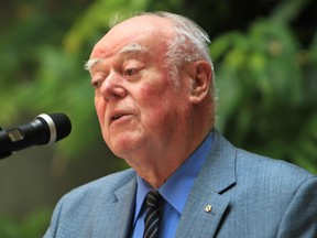 Alistair MacLeod speaks at the University of Windsor in 2013. The school has named a pedestrian walkway in honour of the renowned author and professor who died in 2014. JASON KRYK/The Windsor Star)