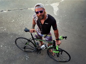 Kyle Wallace is poses with his bicycle in Harrow on Tuesday, June 14, 2016. Wallace will be joined by five other riders for a 200-km ride to help fight ALS.