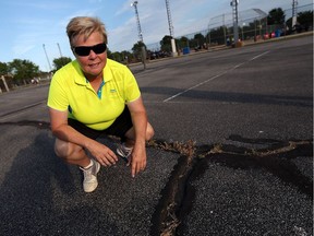 Tennis instructor Nancy Loeffer-Caro is frustrated by the condition of the municipal tennis courts in Amherstburg.
