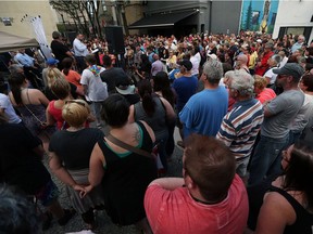 Hundreds show their support for Orlando during a rally on Maiden Lane on Wednesday, June 15, 2016. The LGBT event was held following the mass shooting that took place at Pulse night club in Orlando.